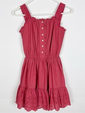 Polo Ralph Lauren Dress Girls Size 8 Tiered Eyelet Ruffle Nantucket Red